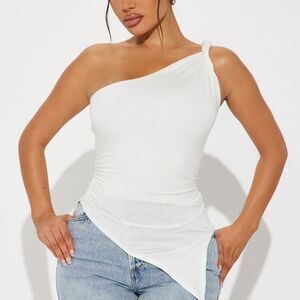 Summer One Shoulder Top - White - L